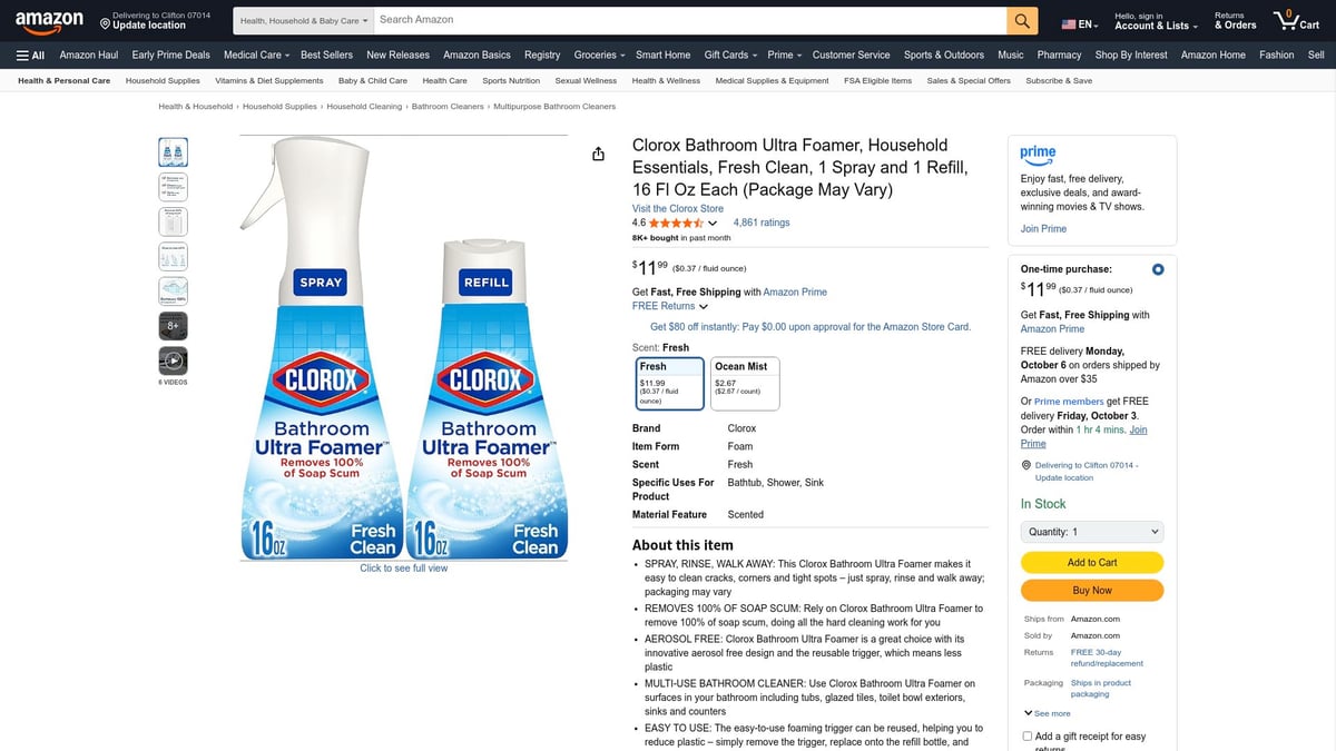 Top 7 Picks for the Best Cleaner to Clean Shower in 2025 - Clorox Bathroom Ultra Foamer