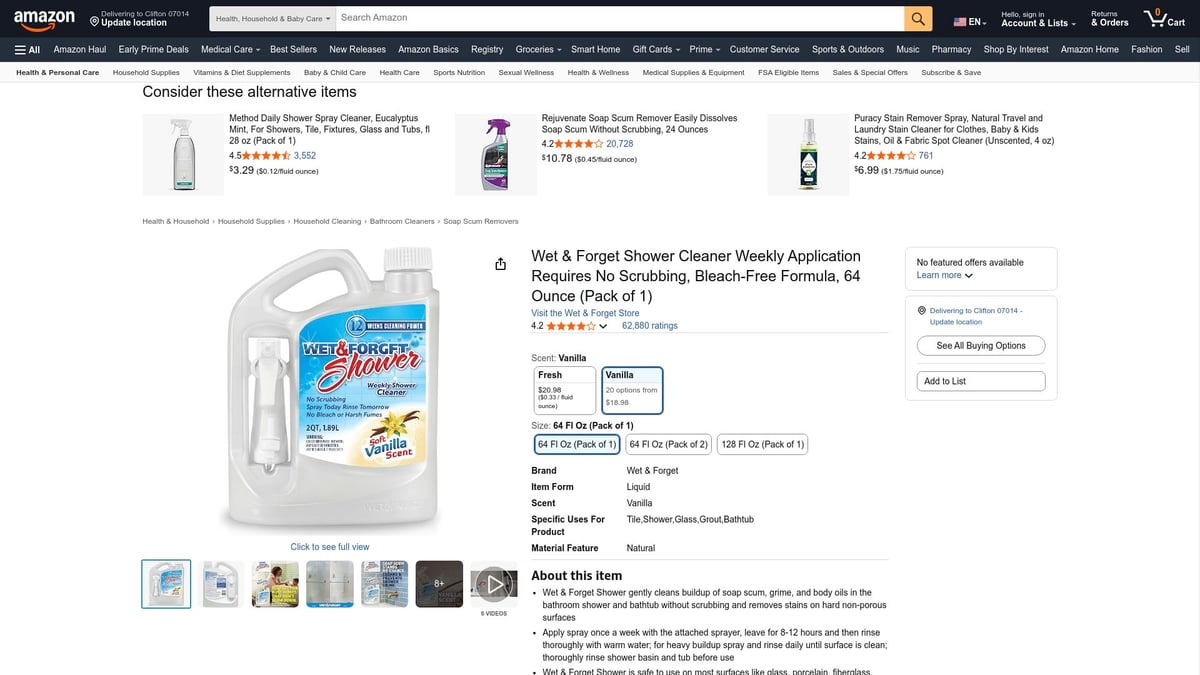 Top 7 Picks for the Best Cleaner to Clean Shower in 2025 - Wet & Forget Shower Cleaner Spray Multi-Surface