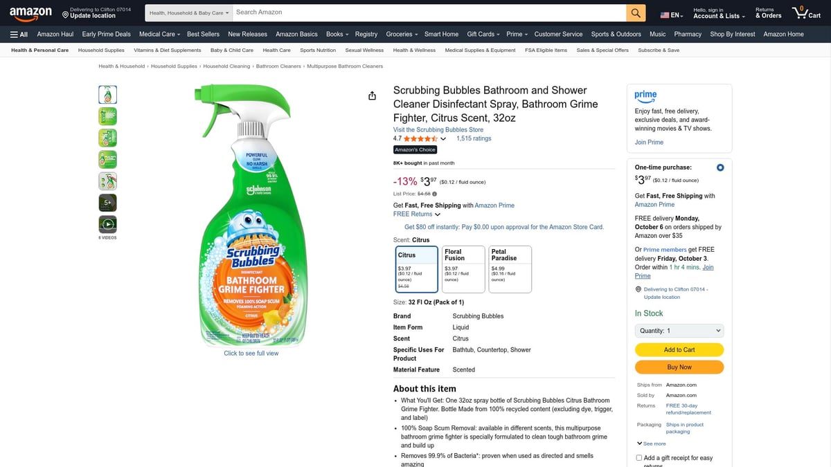 Top 7 Picks for the Best Cleaner to Clean Shower in 2025 - Scrubbing Bubbles Bathroom and Shower Cleaner Disinfectant Spray