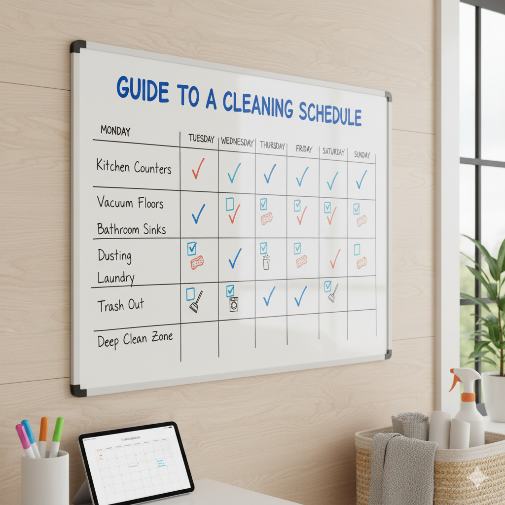 Guide to a Cleaning Schedule featuring professional deep home cleaning from Neat Pro Shine Cleaning Service.